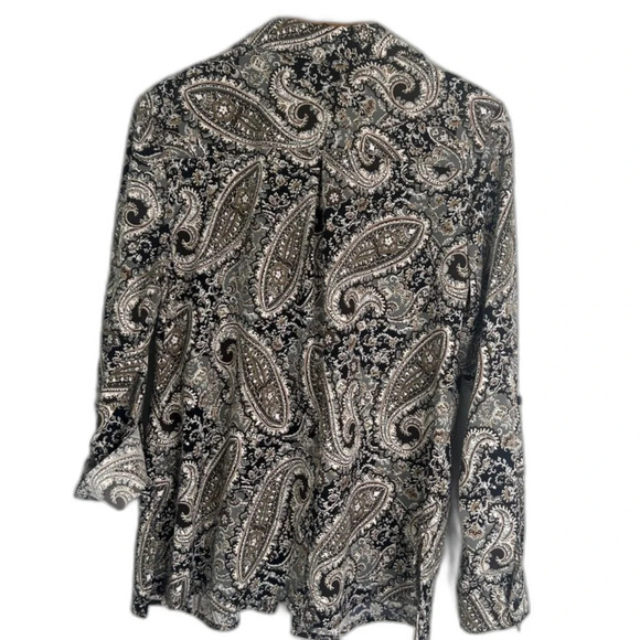 Studio Works Geometric Paisley Button Front Long Sleeve Blouse Size MD‎ - Picture 2 of 10